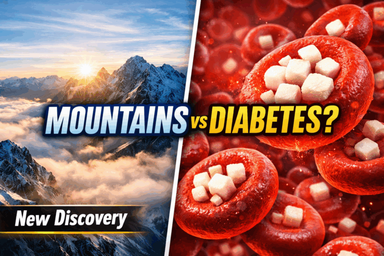 Thumbnail Idea (Very Clickable) Visual concept: Left side 🏔 Mountain landscape with thin air Right side 🩸 Red blood cells absorbing sugar cubes Center text (big): "MOUNTAINS vs DIABETES?" Small text: New Discovery